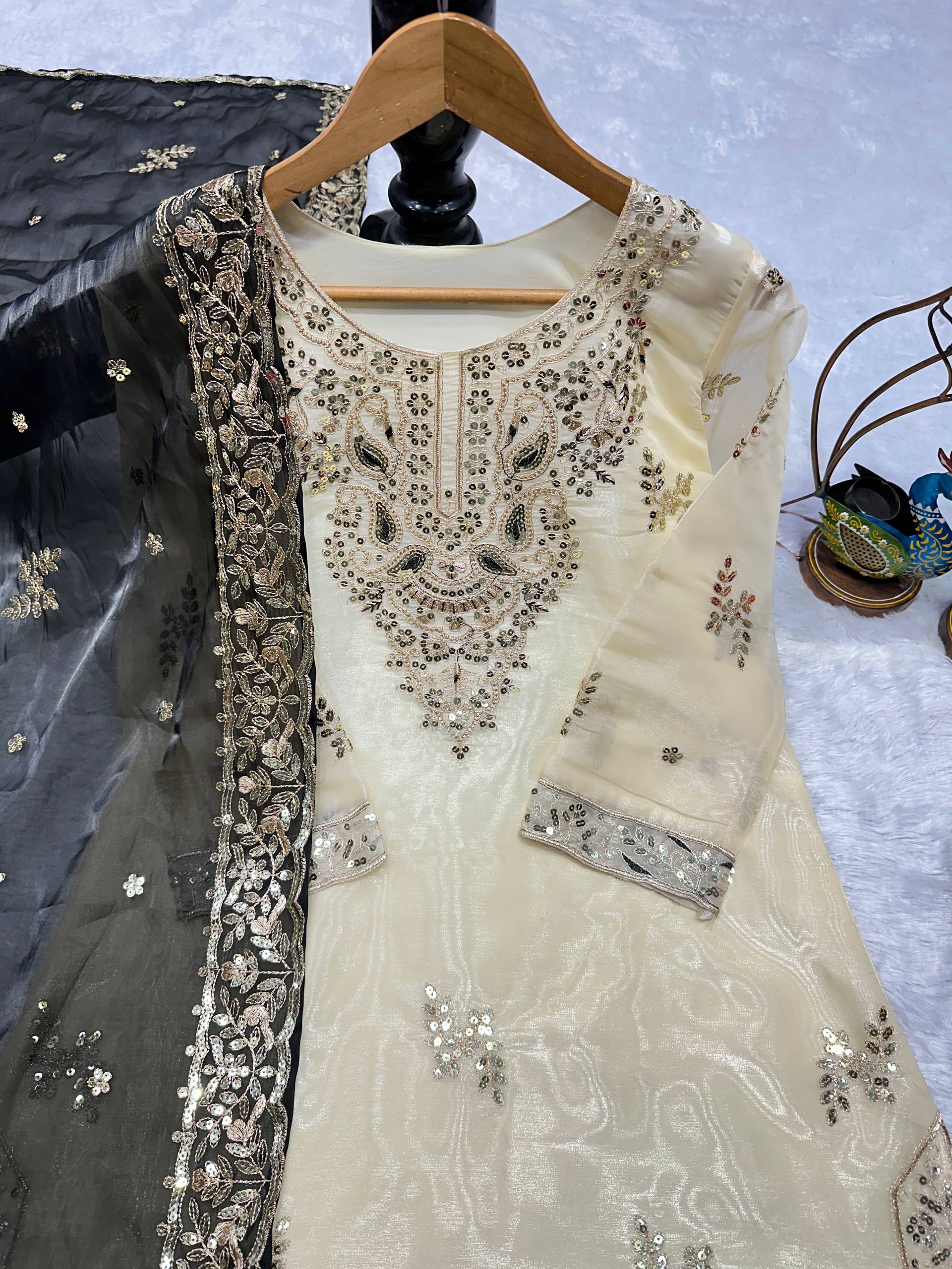 Regal Pearl & Burgundy Palazzo Couture